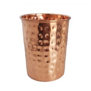 Pure Copper Cup / Glass Water Tumbler Minimalist Design Plain or Hammered 8 Oz for yoga health by American Ayurveda - Hammered, Single Cup