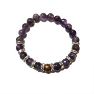 Bracelet with Faceted Amethyst Beads, Rondelle and Copper Bead