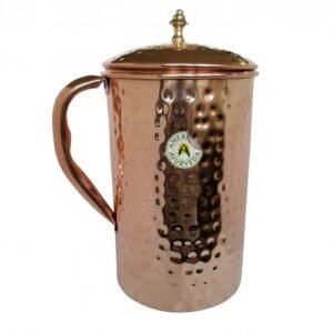 Pure Copper Water Pitcher Jug Tumbler by American Ayurveda -  Hammered - Large (2.2 Quarts)