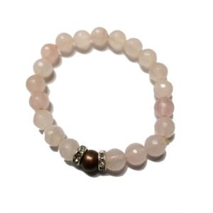 Bracelet Made with Rose Quartz, Rondelle and Copper Bead