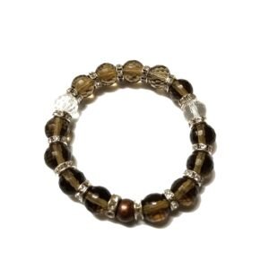 Bracelet made with Smoky Quartz, Clear Quartz, Rondelle and Copper Bead
